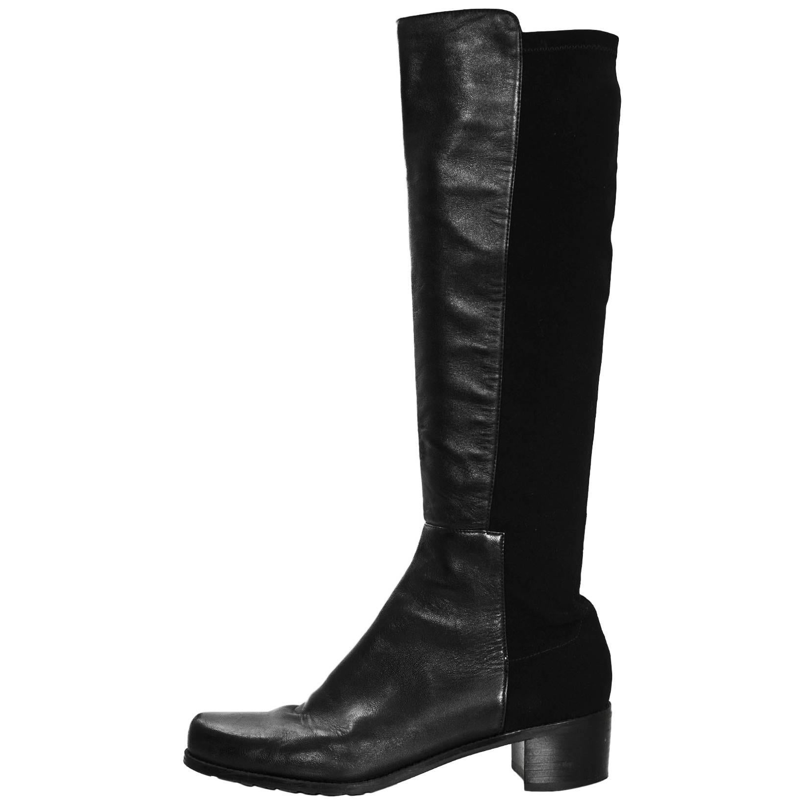 Stuart Weitzman Black Leather 50/50 Knee-High Boots 