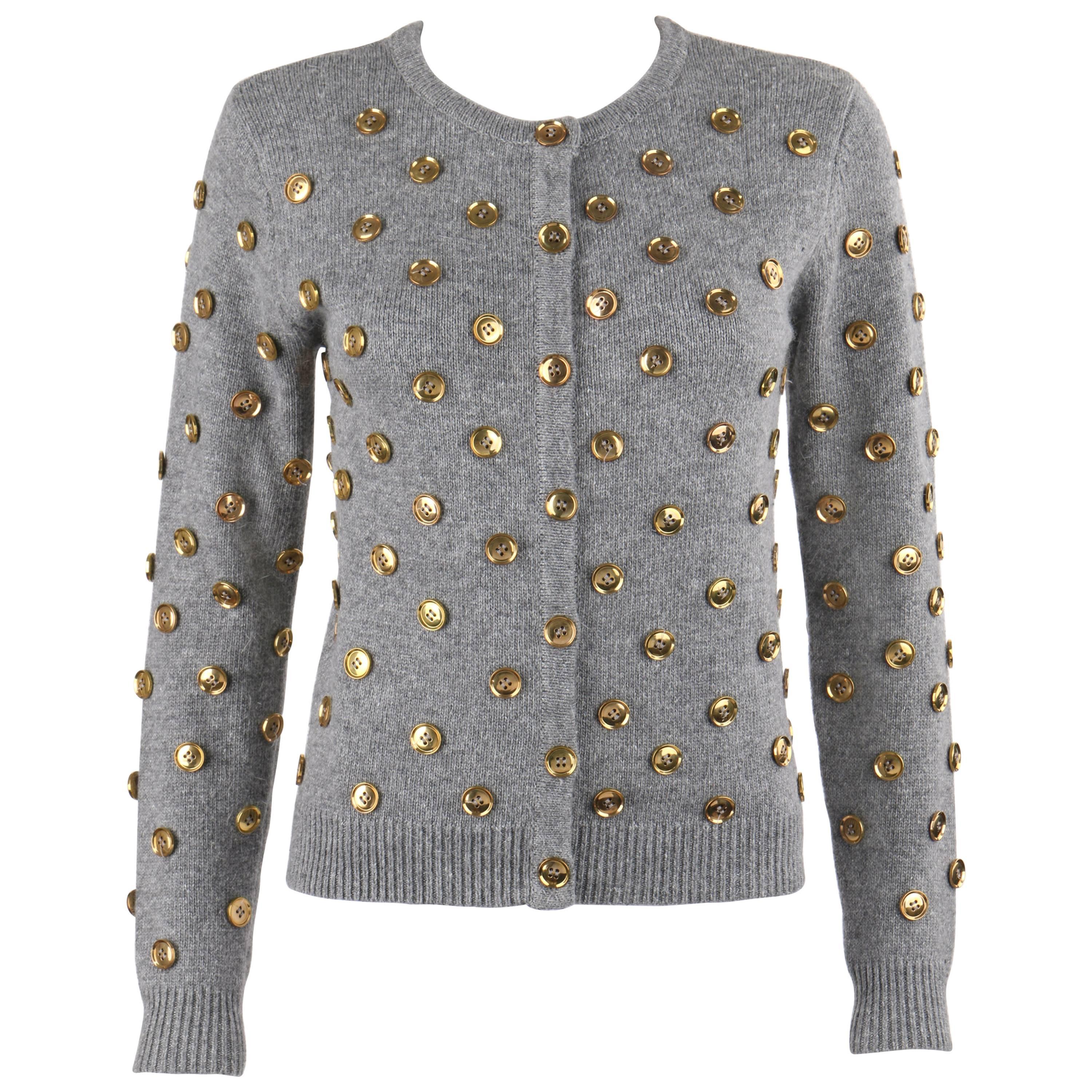 Gold Button Cardigan - 6 For Sale on 1stDibs | cardigan with gold 