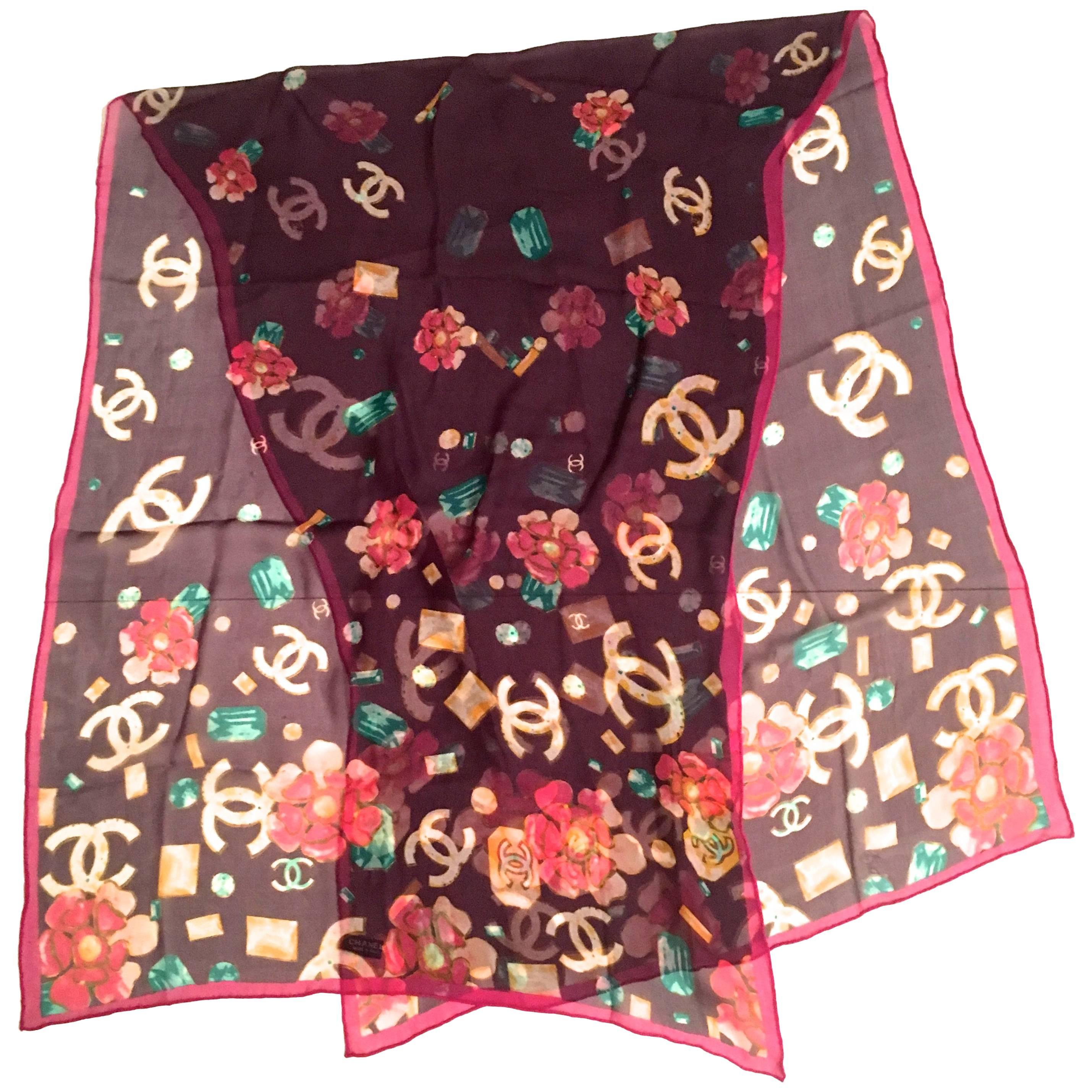 Chanel Silk Muslin Scarf / Shawl  For Sale