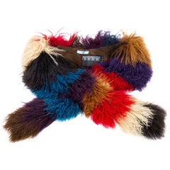 Prada Multi-Color Curly Sheep Fur Scarf