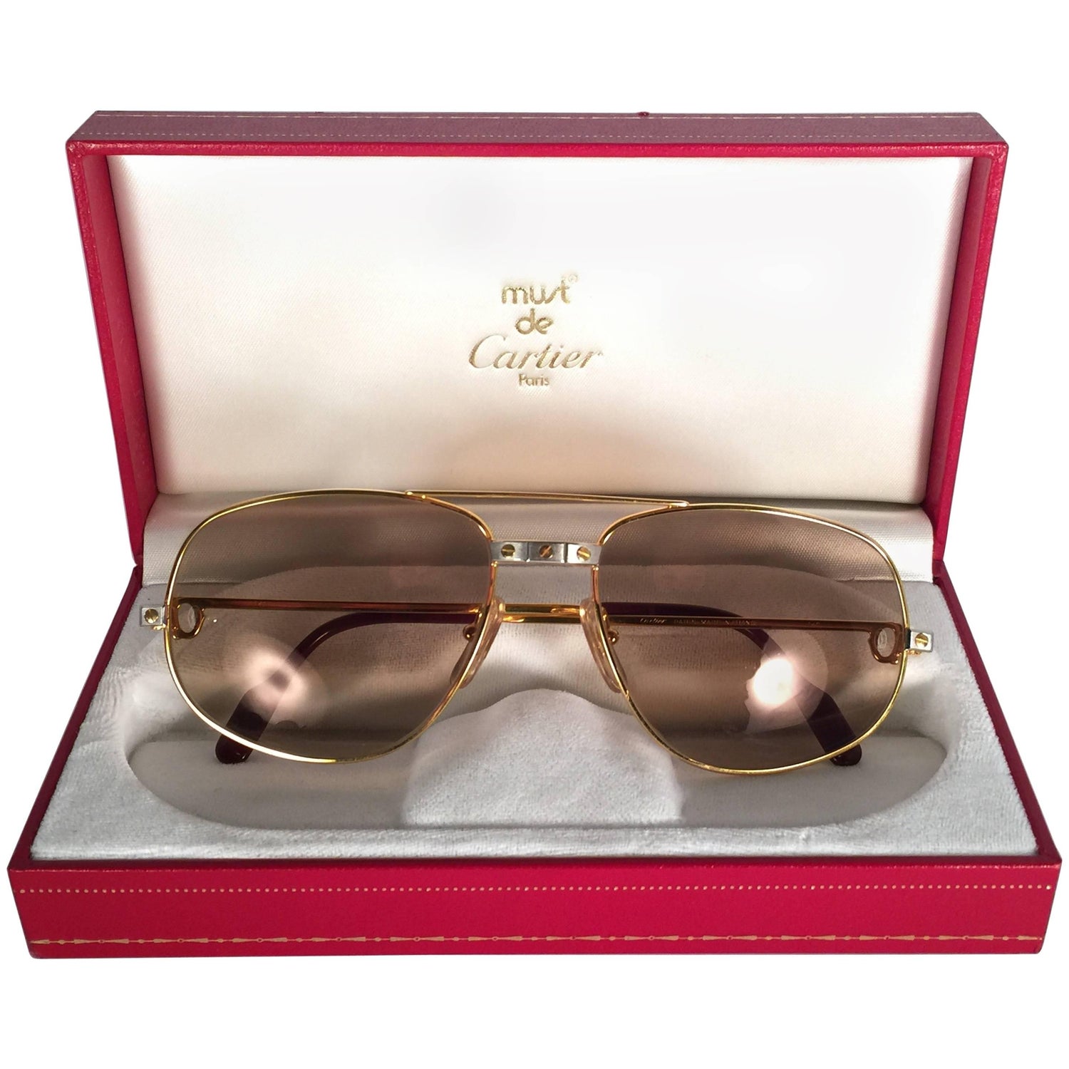 New Vintage Cartier Romance Santos 58MM France 18k Gold Plated Sunglasses  at 1stDibs | cartier romance santos sunglasses, cartier romance sunglasses, cartier  romance louis