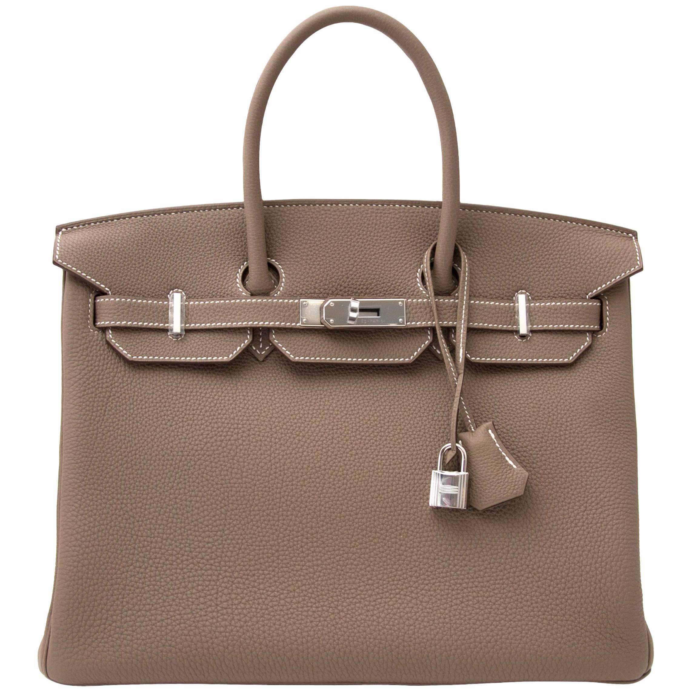 Never Used Hermes Birkin 35 Togo Etoupe PHW For Sale