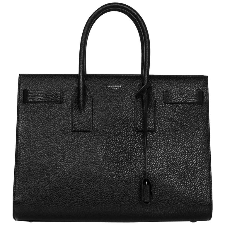 Saint Laurent Black Pebbled Leather Large Sac De Jour Tote Bag For Sale ...
