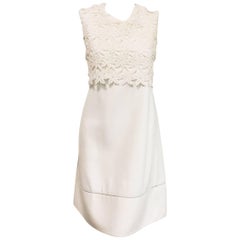 Classic Chloe Floral Lace Sleeveless White Cotton Dress