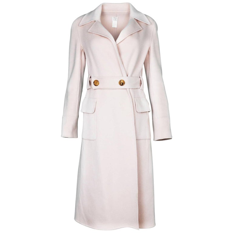 TSE Blush Cashmere Belted Coat Sz 6 For Sale at 1stDibs