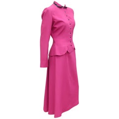 Vintage 1950’s Jonathan Logan Magenta Dress Suit with Sequin Collar