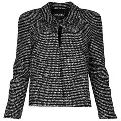 Chanel Wool Black & White Tweed Jacket Sz FR44