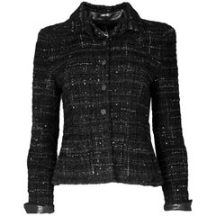 Chanel Black & Grey Boucle & Sequin Jacket Sz FR42