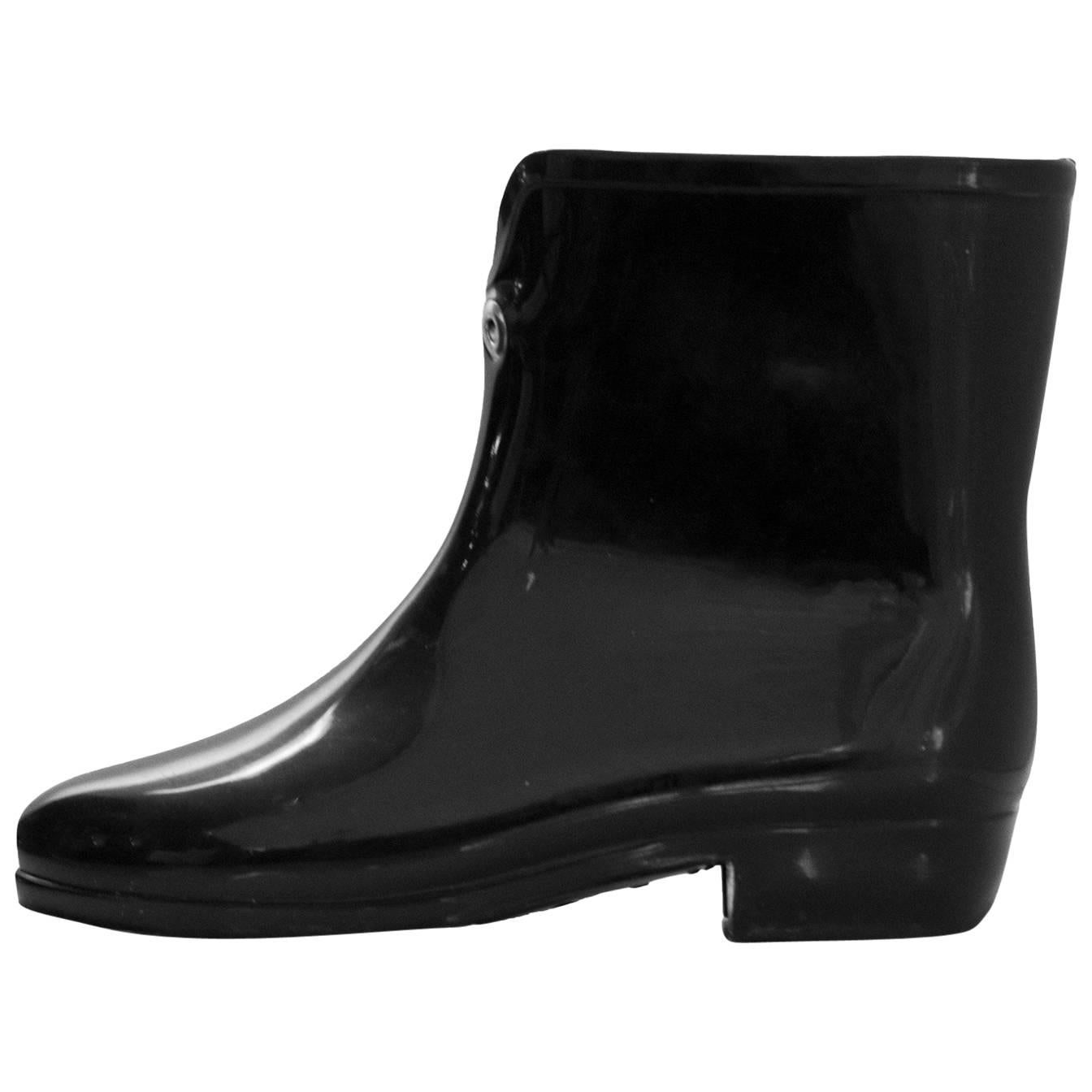 Vivienne Westwood Black Rubber Ankle Rain Boots Sz 37