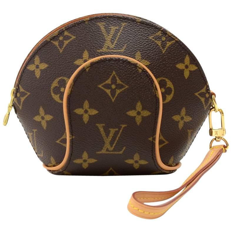 Louis Vuitton Mini Ellipse Monogram Canvas Wristlet Clutch Bag 