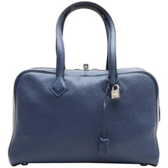 HERMES 'Victoria' Bag in Blue Abyss Taurillon Clémence Leather
