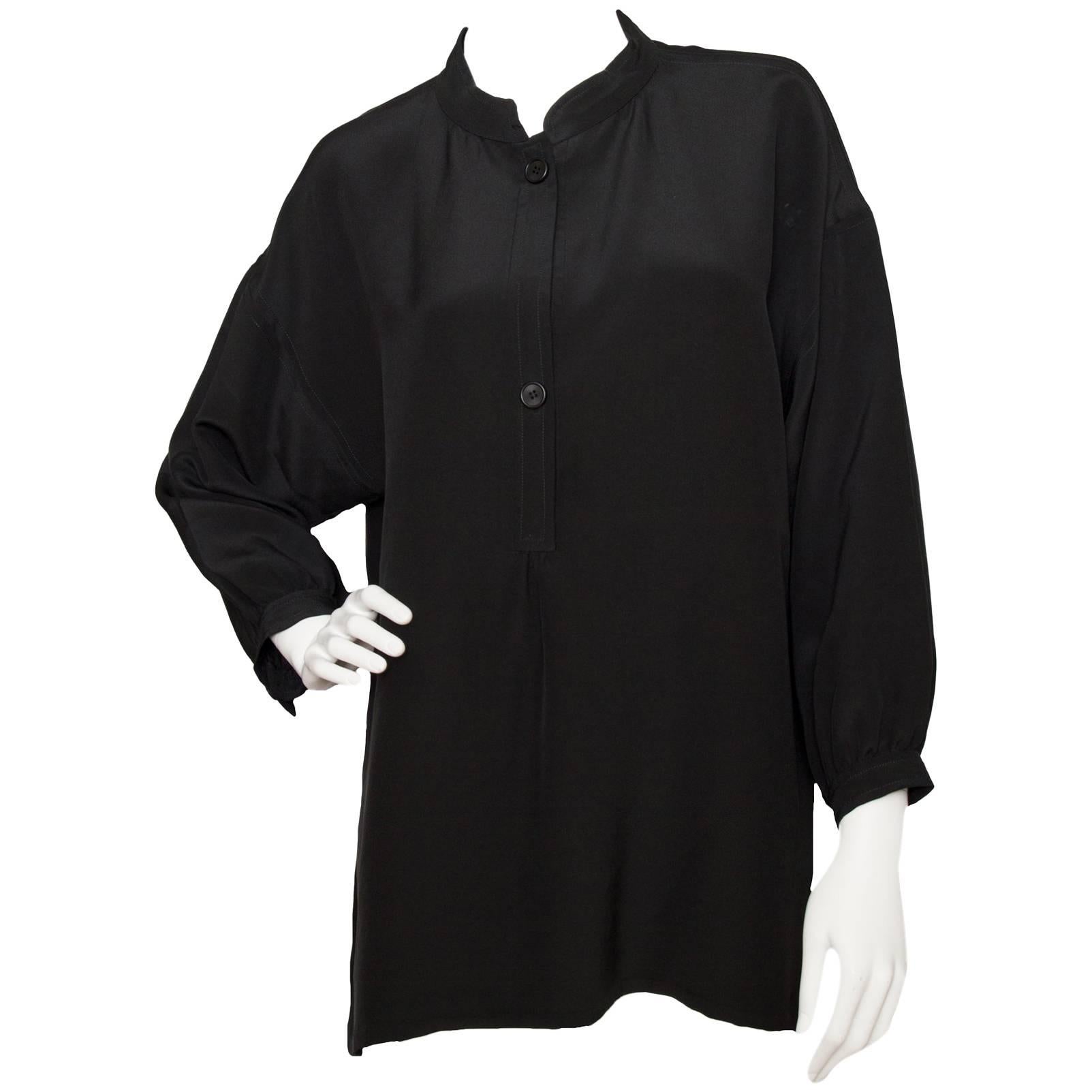 A 1980s Vintage Givenchy Haute Couture Black Blouse 