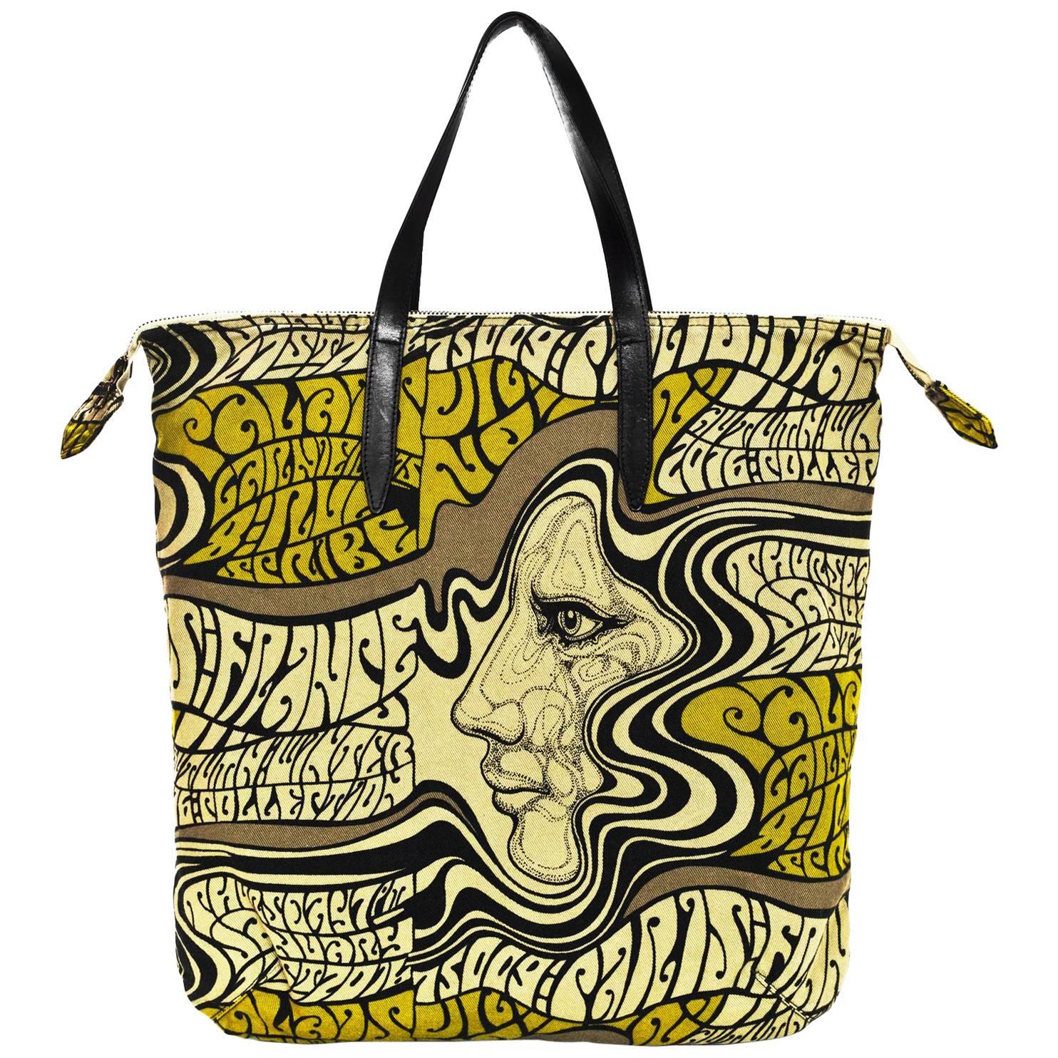 Dries Van Noten 2016 Psychedelic Printed Tote Bag