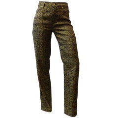 1990s Versace Glitter Monogram Pants