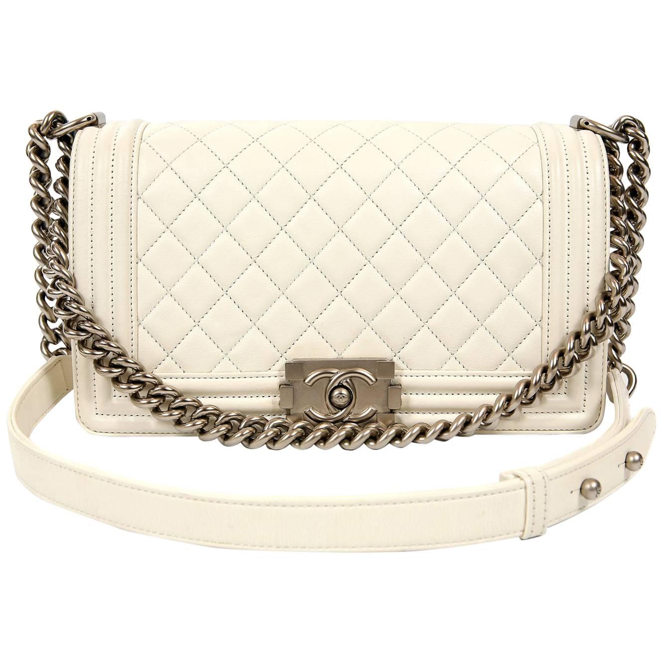 Chanel White Leather Boy Bag Medium at 1stDibs chanel white boy bag