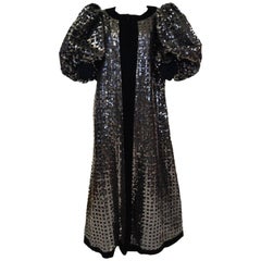 Vintage 1986 Givenchy Couture Black Sequin Lattice Coat