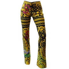 1990s Versace Colorful Printed Graffiti Money Pants