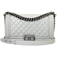 Chanel Old Medium Boy Silver Calfskin with Ruthenium Hardware 2014