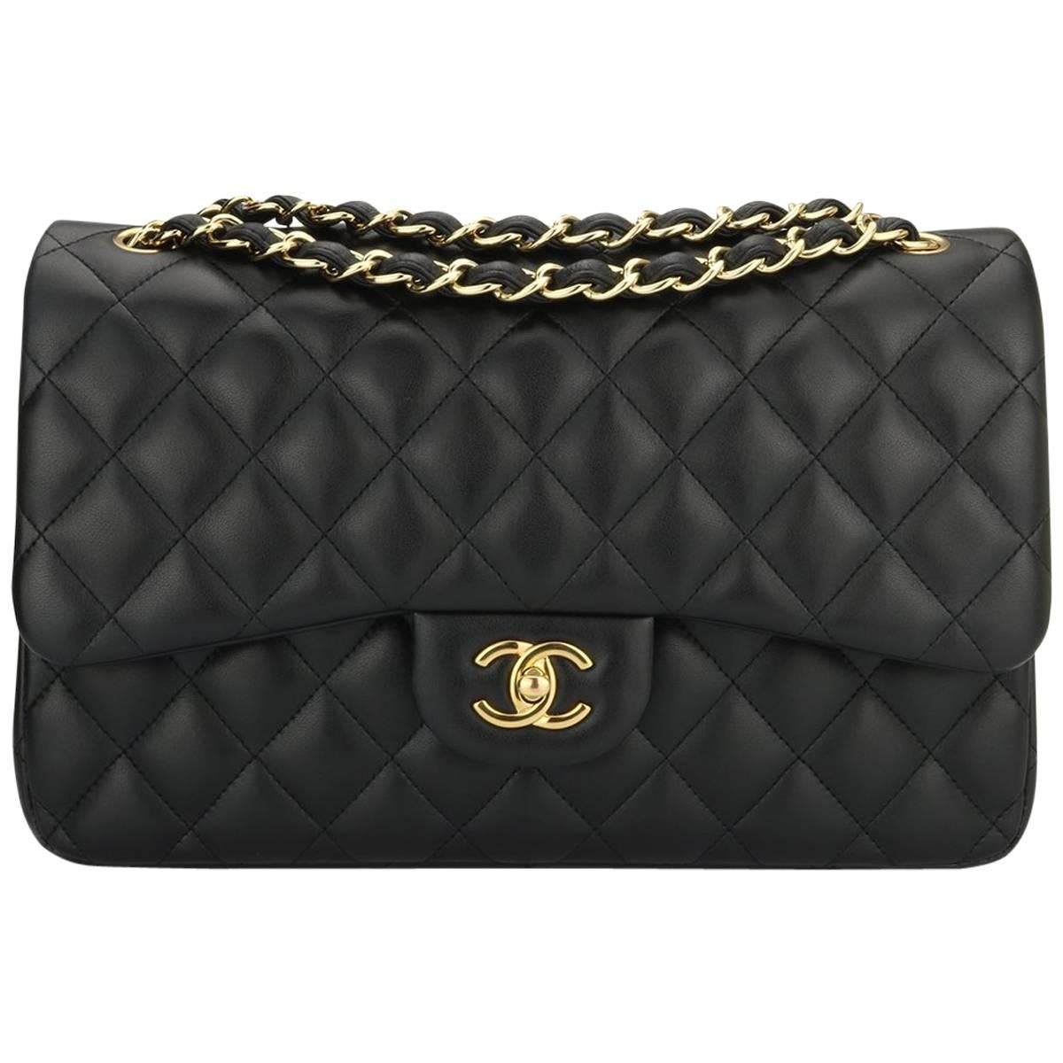 CHANEL Jumbo Double Flap Black Lambskin with Gold Hardware 2011 at 1stDibs