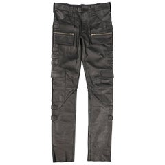 Retro Raf Simons Radioactivity 32 Black Leather Cargo Pants, Autumn 1998 