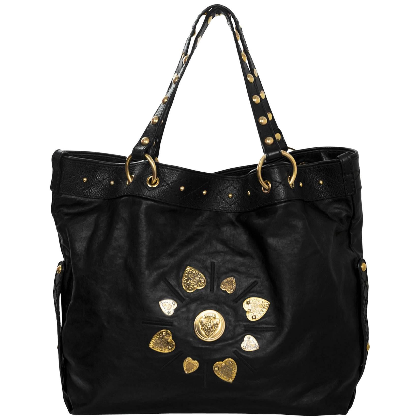 Gucci Black Leather Irina Hysteria Tote Bag