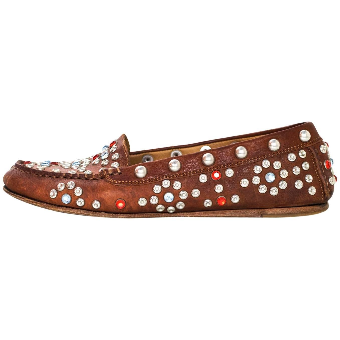 Isabel Marant Brown Studded Loafers Sz 40