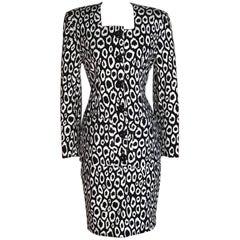 Patrick Kelly Black and White Animal Print Skirt Suit, 1980s