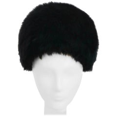 Vintage 1960s Black Rabbit Fur Hat