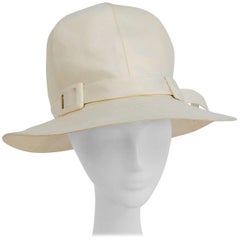 1960s White Mod Linen Cloche Hat