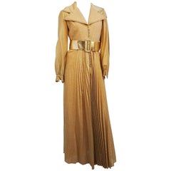 1970s Metallic Gold Disco Studio 54 Dress