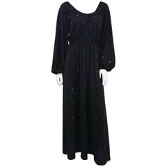 1970s Black Rhinestone Dress