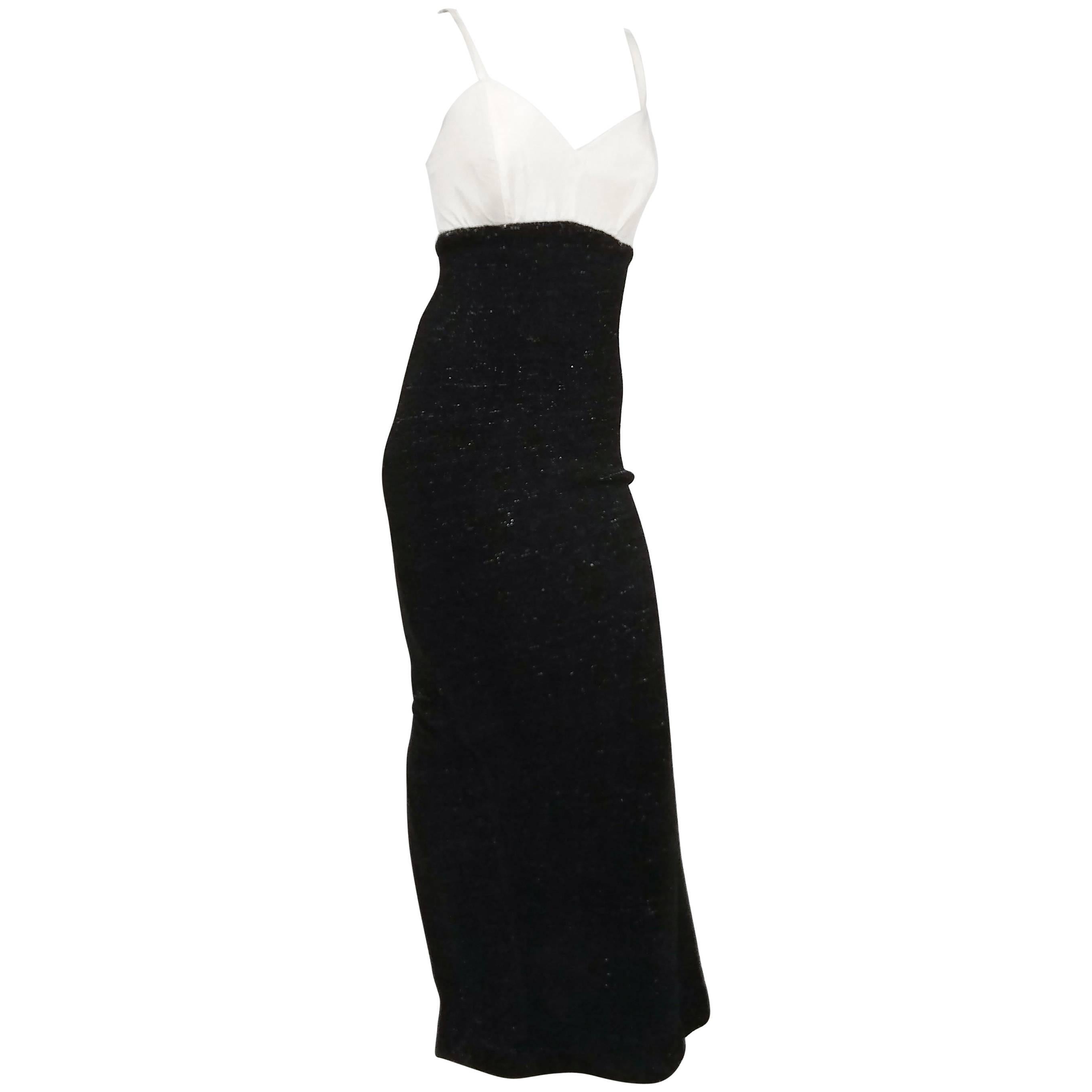 1990s Gianfranco Ferre Black & White Evening Dress For Sale