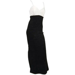 Vestido de noche blanco y negro Gianfranco Ferre años 90