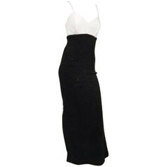 1990s Gianfranco Ferre Black & White Evening Dress