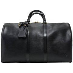 Louis Vuitton Keepall 45 Blue Epi Leather Duffle Travel Bag 