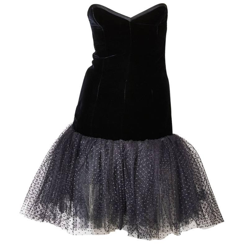 Yves Saint Laurent Velvet and Tulle Cocktail Dress