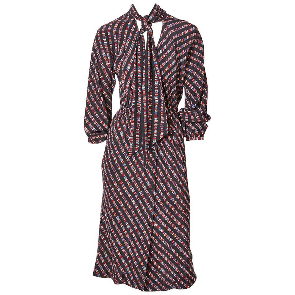 Halston Silk Wrap Style Day Dress