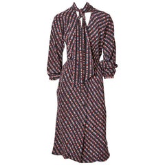 Retro Halston Silk Wrap Style Day Dress