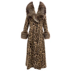 Vintage Goldring's Couture Faux Leopard Coat Dramatic Fur Collar & Cuffs, Circa: 1970's