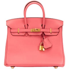 Hermes Rose Azalee Swift Leder Birkin 25cm