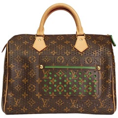 Vintage Louis Vuitton Brown Coated Monogram Canvas Vert Perforated Speedy 30