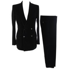 Tom Ford For Gucci Double Breasted Black Cotton Italian Pant Suit, 1990s