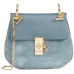 Vintage Chloe Cloudy Blue Suede & Calfskin Leather Drew