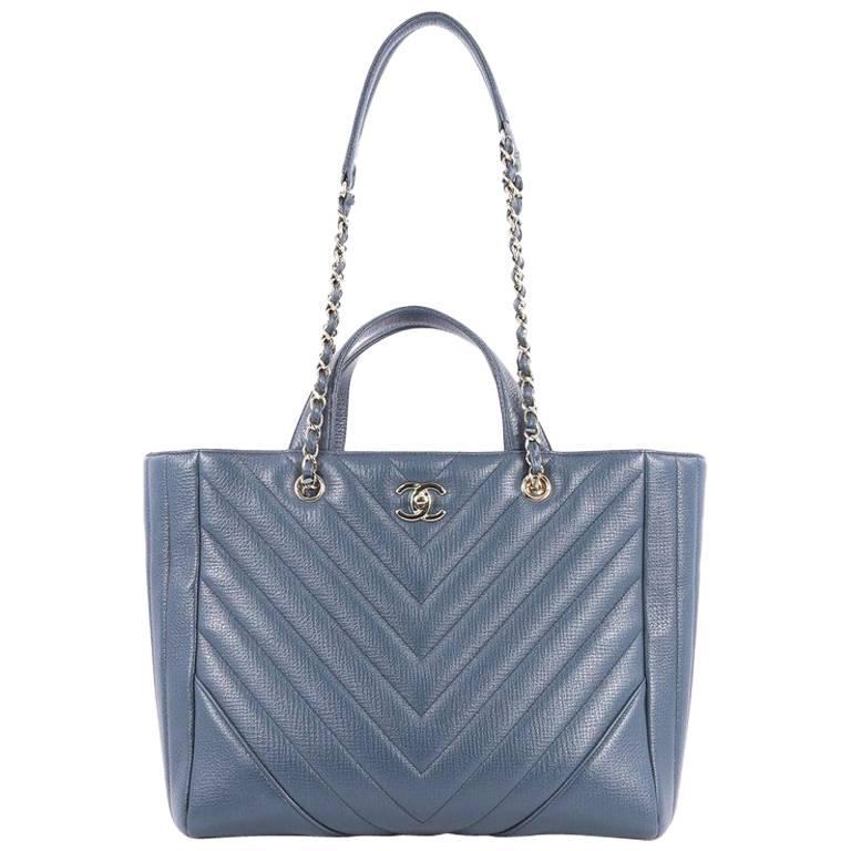 Chanel Statement Shopping Tote Chevron Calfskin Large at 1stDibs