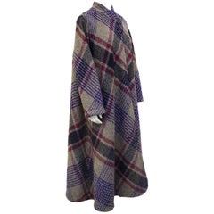 Retro 1970s Missoni Diagonal Tartan Long Wool Coat 