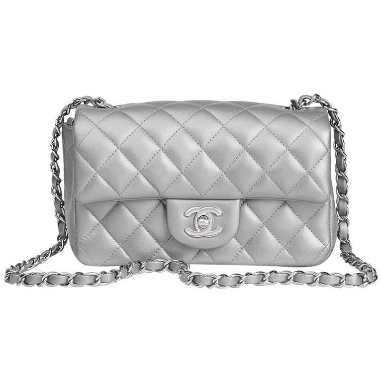 chanel purse silver leather