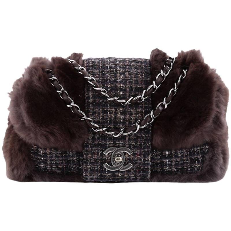 Chanel Rabbit Tweed Fantasy Fur Small Flap Bag
