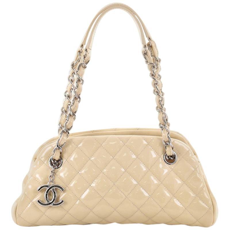 Chanel Just Mademoiselle Handbag Quilted Patent Small