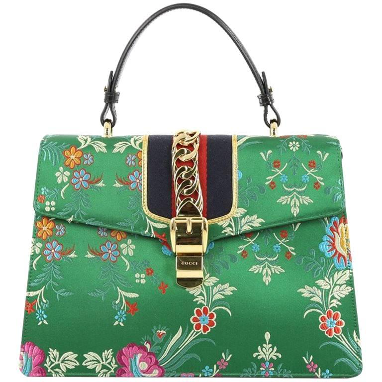Gucci Sylvie Top Handle Bag Floral Jacquard Medium at 1stDibs