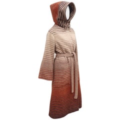 Vintage Luba Brown Wool Wrap Coat With Hood, 1970s